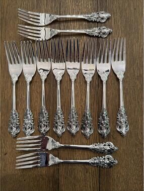 Godinger Baroque Salad Forks Set 12 Silverplate MINT Pristine Unused